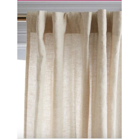 Quince European Linen Curtain Light FilteringSet of 2 48 X 96 Color Sand - Picture 2 of 4